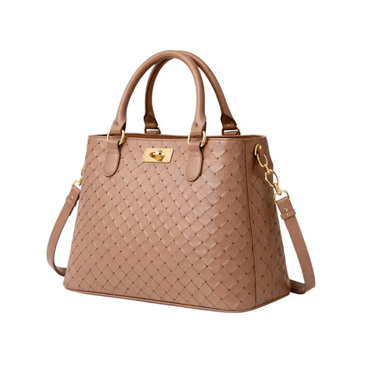 Elegant Brown Woven Hand Bag for Women Stylish Daily Use Tote