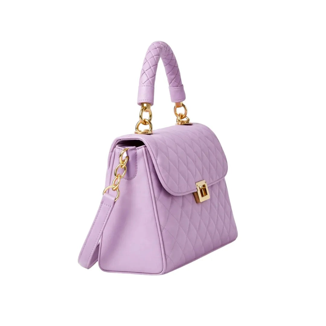 Elegant Purple Quilted Hand Bag for Women Stylish Party Use