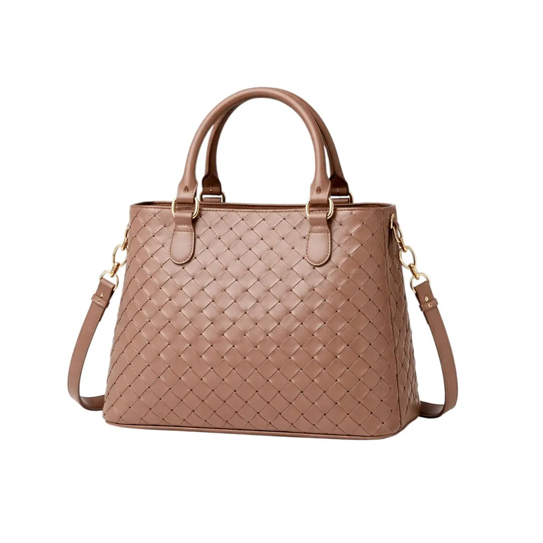 Elegant Brown Woven Hand Bag for Women Stylish Daily Use Tote