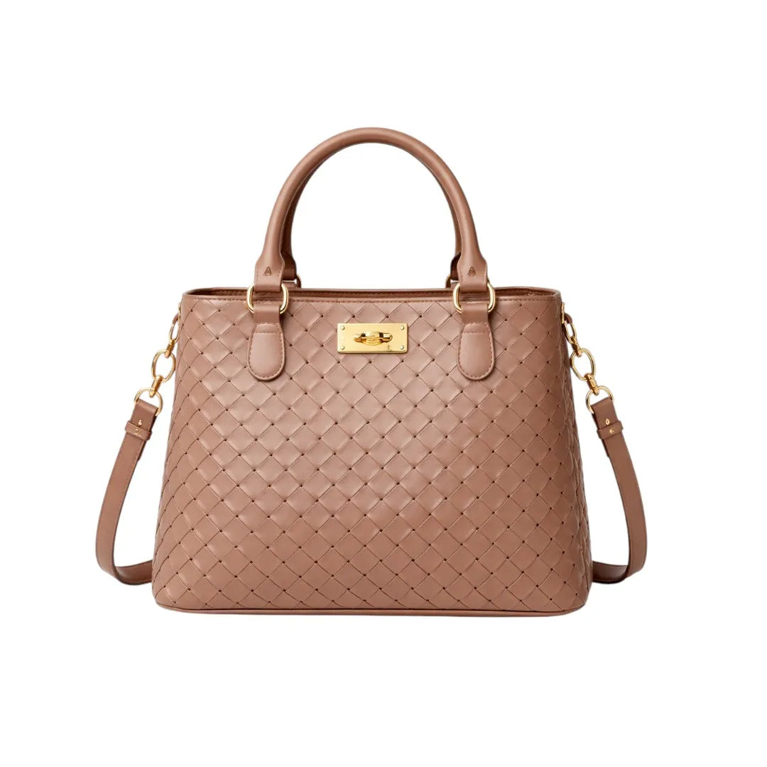 Elegant Brown Woven Hand Bag for Women Stylish Daily Use Tote