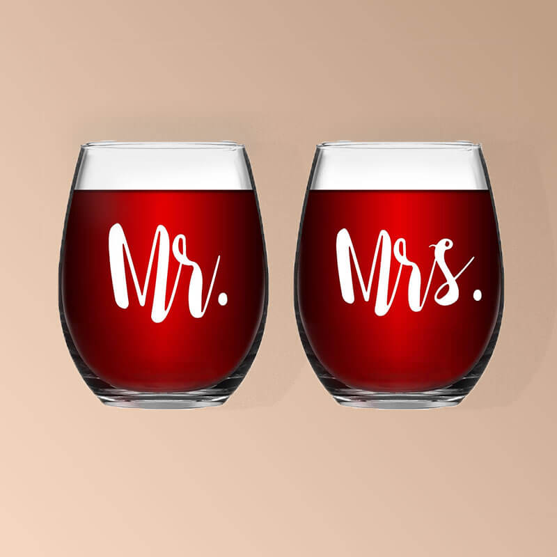 Mr&amp; Mrs Personalized Stemless Glasses