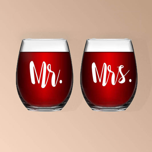 Mr&amp; Mrs Personalized Stemless Glasses
